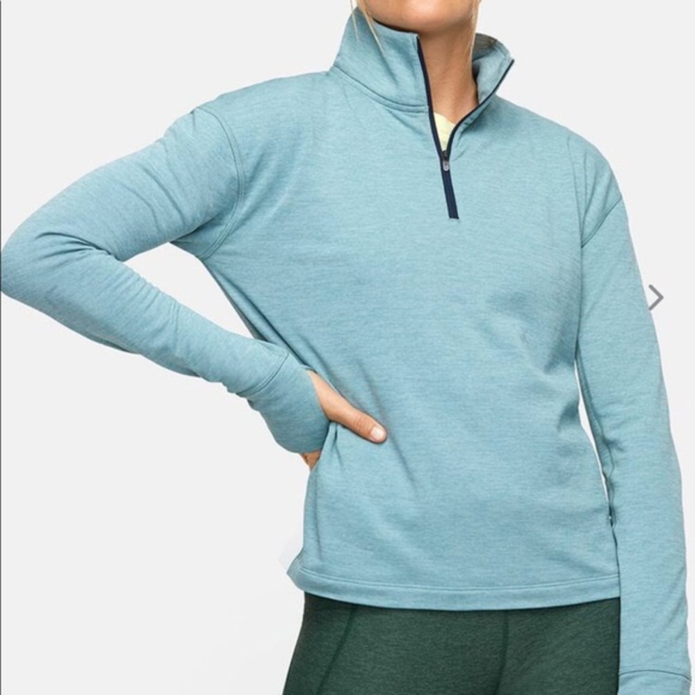 Outdoor Voices Teal Quarter Zip Fleece Pullover